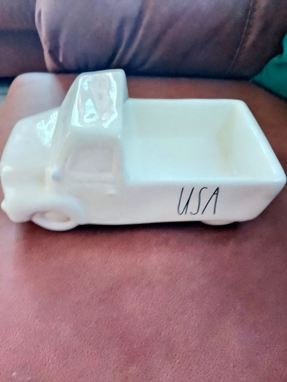 Rae Dunn USA Truck Ceramic Tray / Planter White
